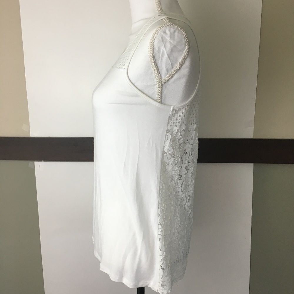 Red Haute White Lace Sleeveless Stretch Tank Top womens S Casual Summer - Picture 7 of 8